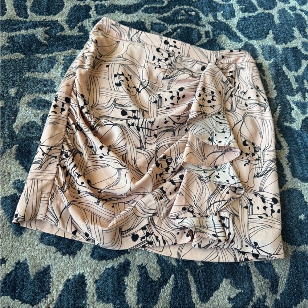 H&M Ruffled Pencil Mini Skirt Sz 6/M Pink Black Summer